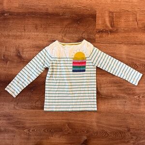 Mini Boden Striped Rainbow Sunrise Tee - Size 6-7 years